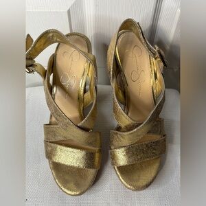 Jessica Simpson Metallic Gold Heels
